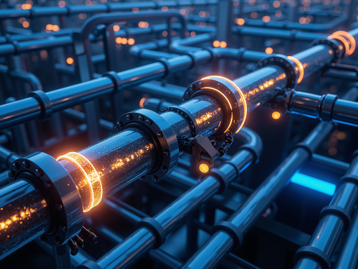 工业科技场景，包含传感器设备和工业互联网连接示意图，现代工厂车间背景，高科技氛围，明亮灯光效果